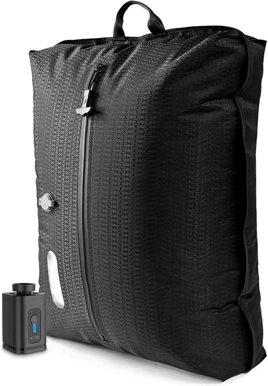 Vacuum Travel Bags with Pump Wireless, Reusable Compression Bags for Travel, Double Layer Travel Vacuum Bags for Luggage with IP67 Waterproof, Vacuum Seal bags for Clothing travel, 45L, 1PC+Pump