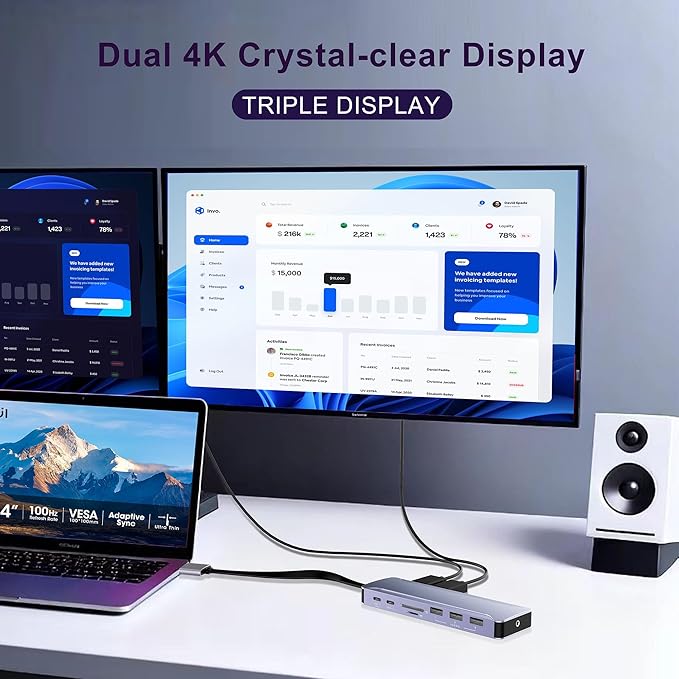 USB C Hub Adapter for MacBook Pro/Air M4 M3 M2 M1 2025-2018 13" 14" 15" 16", Mac Multiport Adapter, 13 in 2 MacBook Accessories with Dual HDMI 4K, 100W PD, Audio, RJ45, SD/TF, USB C/USB A Data Ports