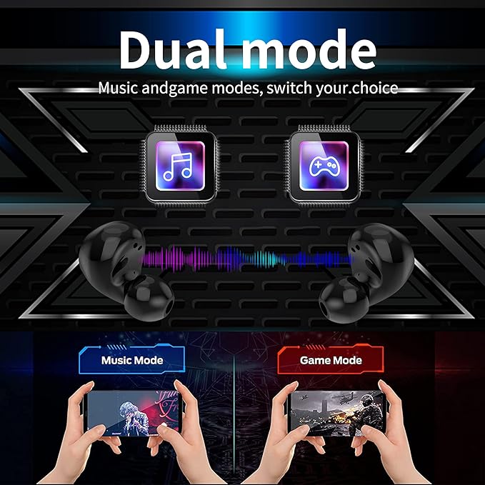 Gray Wireless Bluetooth 5.0 Earbuds, B88-1, IPX5 Waterproof, 36H Playtime, Built-in Mic, LED Display, USB-C, for Kids, Boys, Adults, Gaming