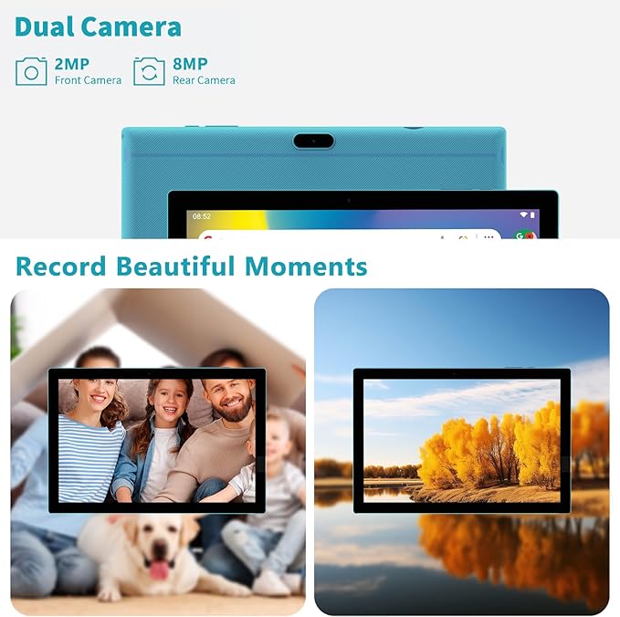 Android 15.0 10Inches Tablet, 18GB RAM+128GB ROM+2TB Expandable, Tab Set with Keyboard/Case/Mouse/Stylus, 2.0GHz Quad-core Processor, 1280 * 800 IPS HDScreen, 5G WiFi6 BT 5.0 (Blue)