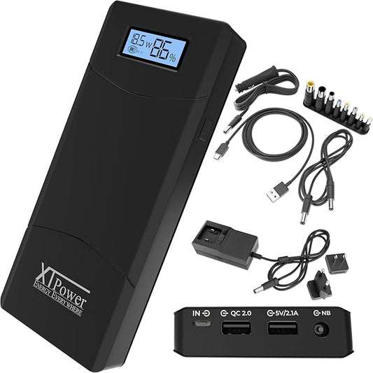 20000QC3-AO-PA Power Bank – Modern 20100mAh DC/USB Portable Charger with Quick Charge 3.0, 5V USB incl.12-24V DC Output for Laptops, Tablets, Samsung, iPhone – Fast Charging, Airline Approved