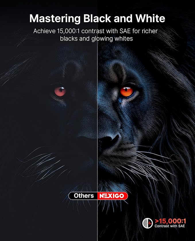 NexiGo Nova Mini, Portable Laser Projector, Google TV w/Netflix, 1080p FHD, 1200 Lumens, 15000:1 Contrast w/SAE, 3D, Auto Setup, 150" Display, 8W Dolby Audio, Portable for Home & Outdoor