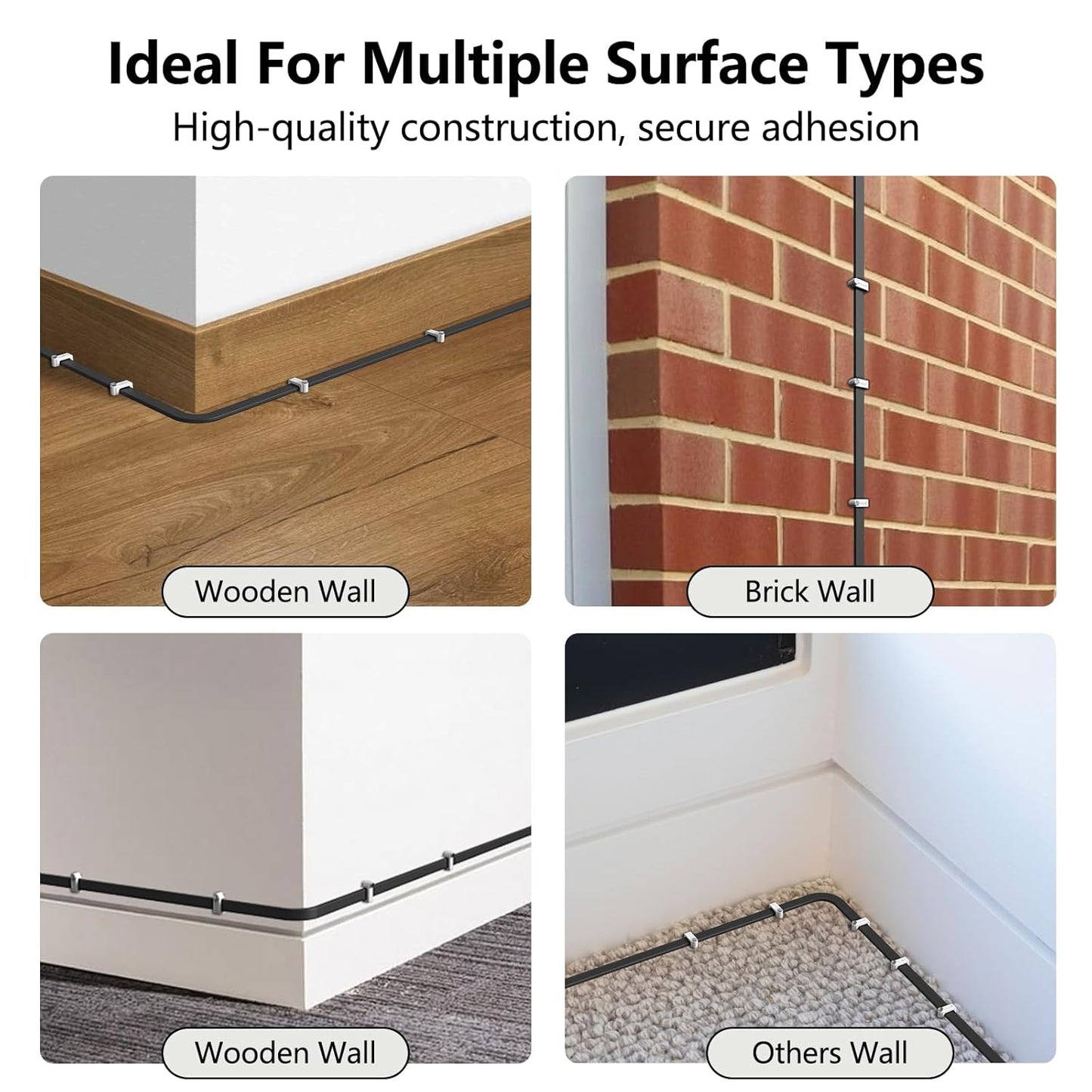 Jadaol Cable Clips with Nails, 400 Pack Cord Wire Clips (5mm 6mm 8mm 10mm), Nail-in Flat Cable Tacks for Ethernet Cable, Coaxial, TV, Speaker, Electrical Wire, White