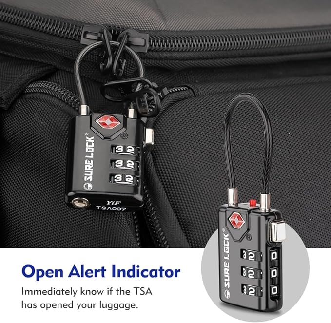 SURE LOCK TSA Compatible Travel Luggage Locks, Inspection Indicator, Easy Read Dials - 2 pack