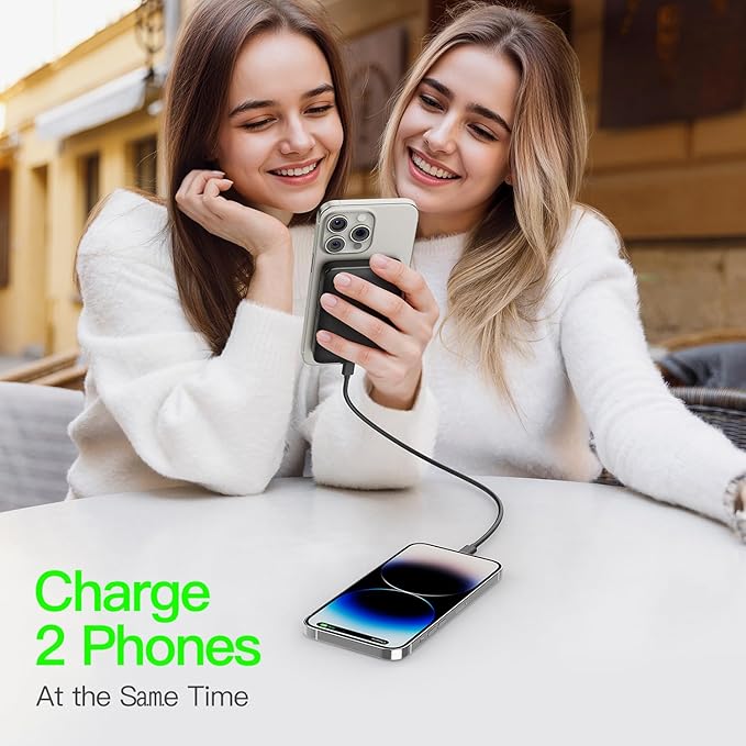 2025 Magnetic 15W Power Bank for iPhone,5000mAh Magsafe Battery Pack with 20w Fast Charging,Slim Magsafe Power Bank in&Out,with LED Display,Wireless Portable Charger for iPhone 16/15/14/13/12 Series