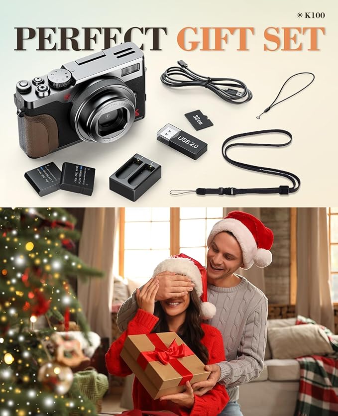 TURE 48MP 4K Digital Camera for Photography & YouTube Vlogging - 18X Zoom UHD Autofocus Video Camera with 3" 180° Flip Screen, 32GB SD Card & 2 Batteries - Compact Travel