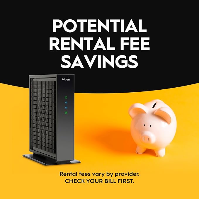 Hitron CODA56 Multi-Gigabit DOCSIS 3.1 Modem (Black) | 2.5 Gbps Max Internet Speeds | Certified with Xfinity, Charter Spectrum, Cox | 2.5 Gbps Cable Modem ONLY | No Built-in WiFi