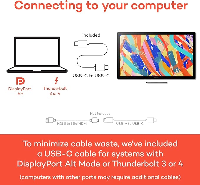 Wacom Cintiq 24 Drawing Tablet with Screen, 23.8" inch Display, Pro Pen 3 (Battery-Free), 100% sRGB Pen Display for Artists, Designers, Animation, Game Dev, Works with Mac, PC & Android