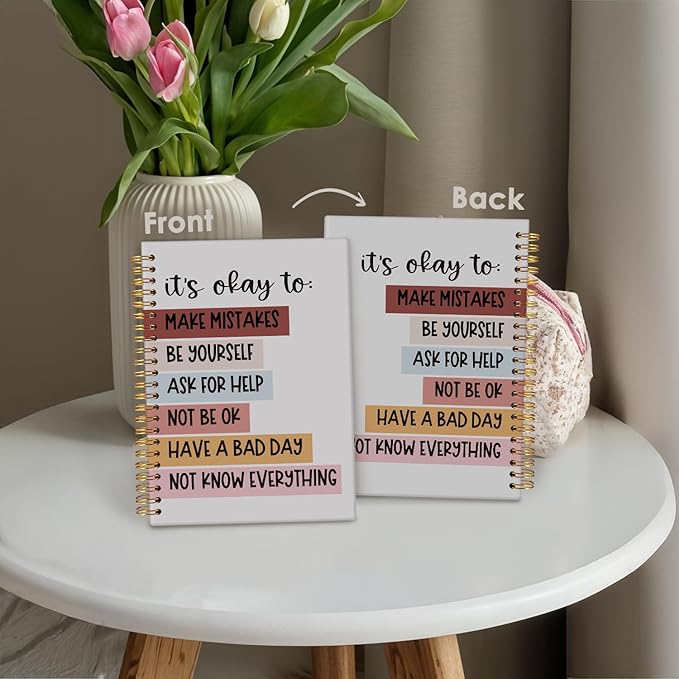 Wheatwin Mental Health Journal, Positive Affirmations Notebook, Inspirational Motivational Journal Therapy Psychology Hardcover Spiral Notebook Gifts for Student Kids Teen, 5.5x8.3