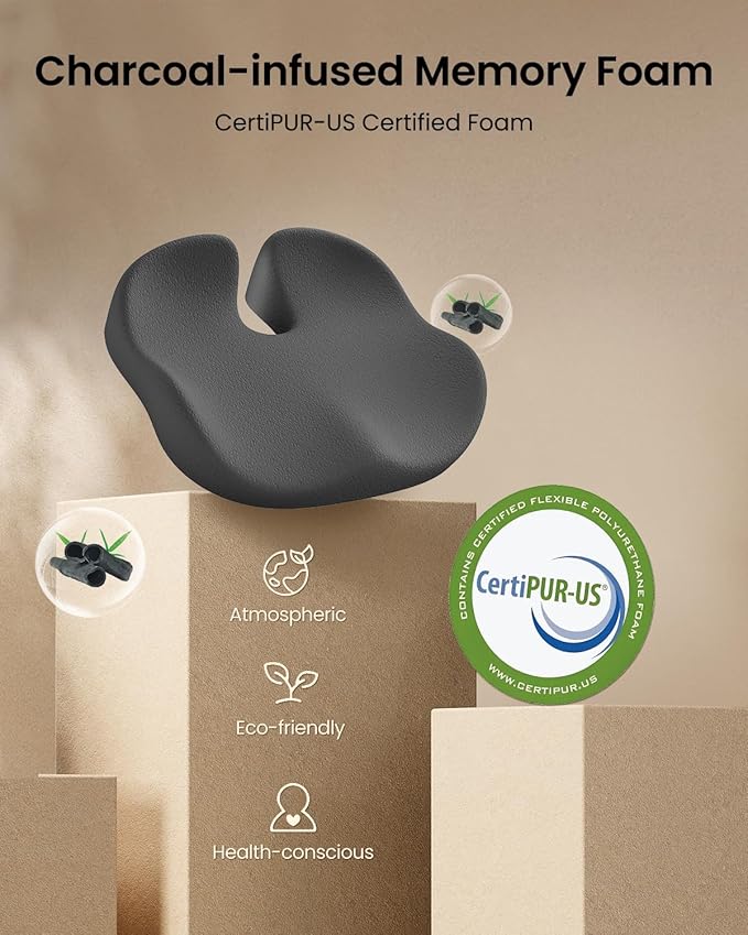 ProtoArc Extra Large Seat Cushions for Office Chairs, Ergonomic Memory Foam Seat Cushion for Home, Extra Cover, Car Seat Cushions for Driving, Pressure Relief Pad for Sciatica - Mint Green