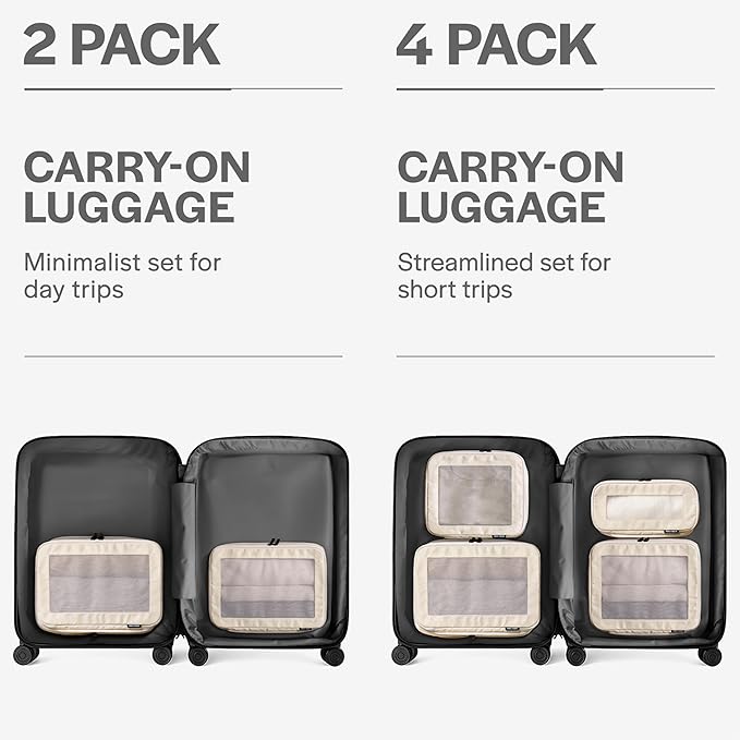 Compression Packing Cubes for Travel - Luggage Organizer Bags - Double Zipper Packing Cubes for Suitcases (2-Pack, Beige)