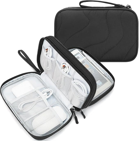 Skycase Tech Pouch - Lightweight Electronics Organizer Travel Case, Double Layers Travel Cable Organizer, All-in-One Storage Bag for Charger, Cord, Phone, Flash Drive, Accessories