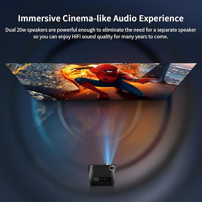 Ultra Bright 1580ANSI Lumens Smart Projector, NFC Casting Wireless, WiFi 6, 4K-Decoding HDR10+, Android TV, Two-Way Bluetooth, DSP Stereo, Daylight Home Theater/ Low Latency Gaming/ Backyard Movie