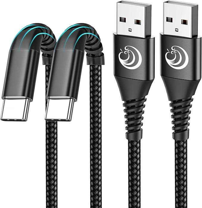 Aioneus USB C Cable, 3FT 2 Pack USBC Cable Fast Charging Cable 3A Type C Cable for Samsung Galaxy S24 S23 S22 S21 S20 A14 A15 A20 A32 A42 A53 A54, iPhone 16 15 Series, Tablet, Pixel, LG, PS5(Black)