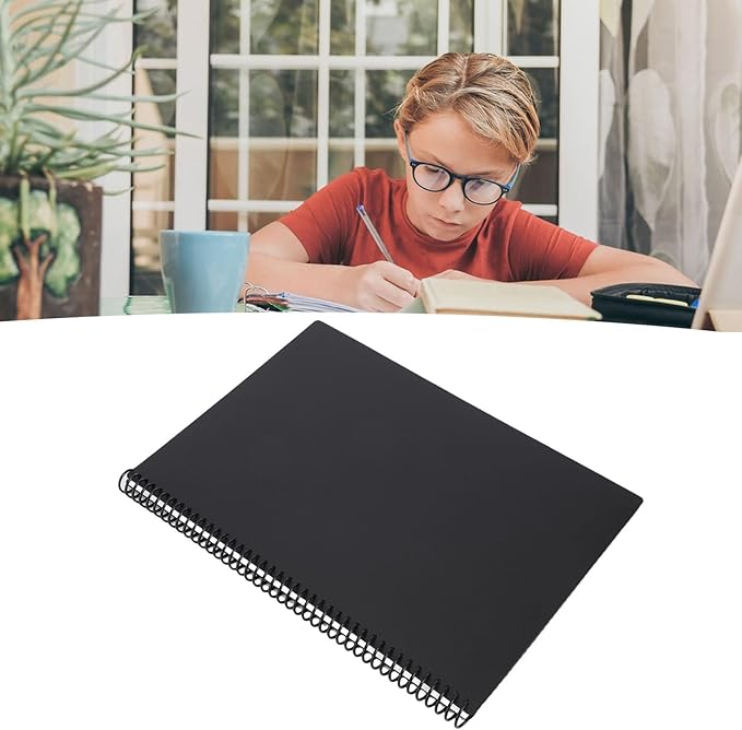 Jectse Reusable Smart Notebook, Black 180x255mm, App Connected, Reusable Paper, Spiral Bound, Dotted and Lined Pages, Efficient Note Taking, Upload to, PDF Scan