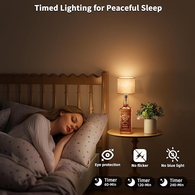 Wireless Wine Bottle Lamp Shade: Liquor Bottle Stopper Light with Remote Control Dimmable Cordless Portable Rechargeable Led Battery Operated Whiskey Bottle Lampshade for Bedside Bedroom Bar Decor