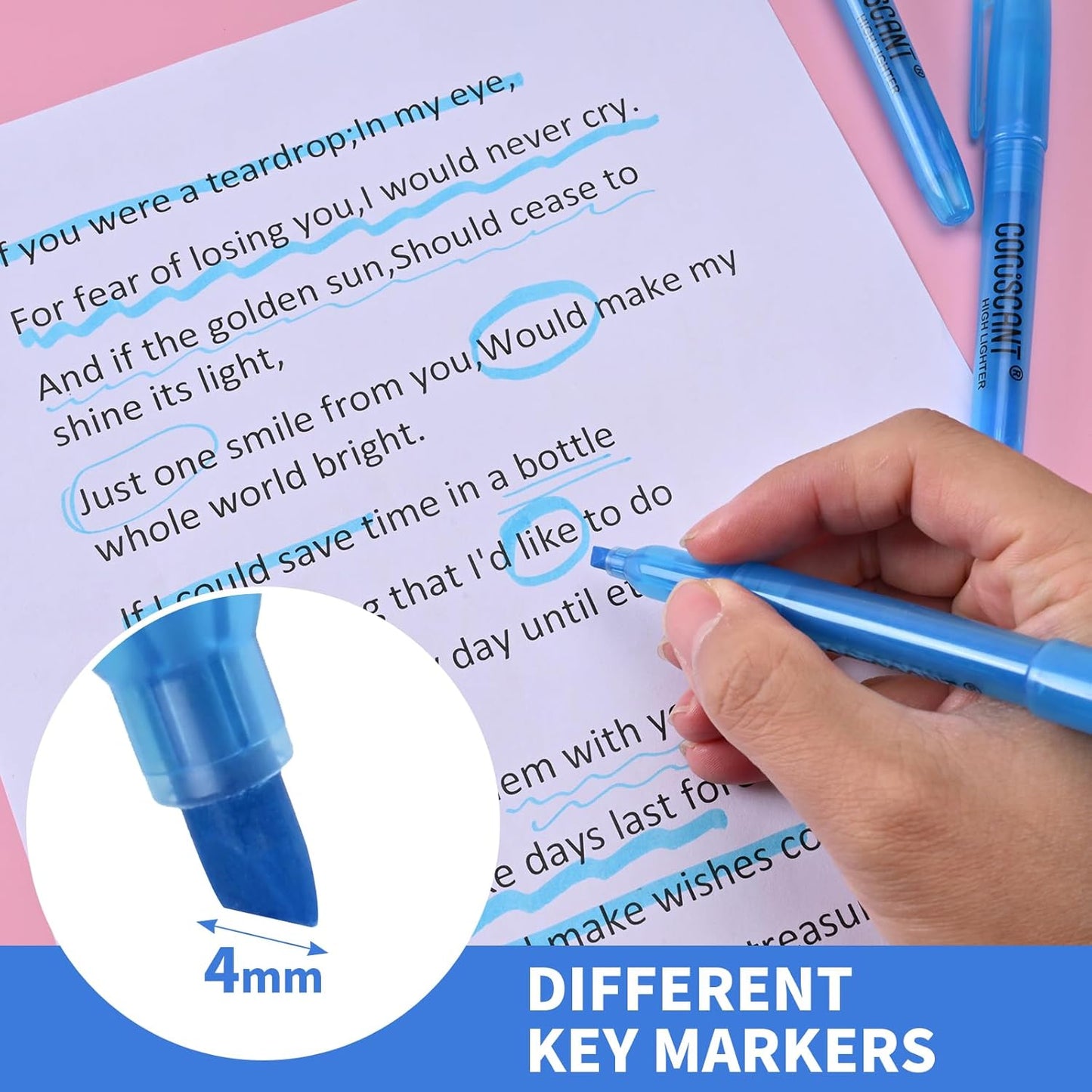 coruscant Blue Highlighters Bright Colors,32 Packs, Chisel Tip Marking, Quick Drying,No Bleed for Teacher Kids Organizing and Coloring in the Home, School, Office