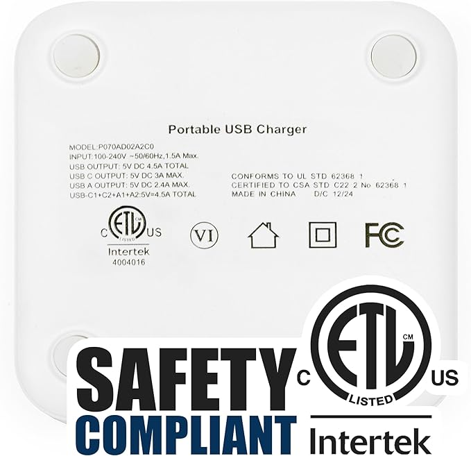 Cruise Approved Power Strip (Royal Caribbean, Disney & More) - Non Surge USB Charger [2 USB, 2 USB-C] 4 Port Charging Station, 3.8 ft Cord for iPhone, iPad, Laptops, More - Cruise Ship Essentials