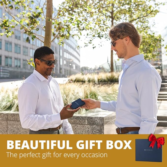 GARZINI Passport Holder with AirTag, Passport Wallet with RFID, Travel Accessories, Travel Document Holder with ID Window, Leather Passport Holder for 7 Cards, Camel Brown