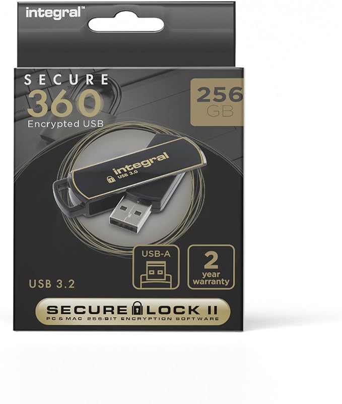 Integral 256GB Secure 360 Encrypted USB3.0 Flash Drive (256-bit AES Encryption)