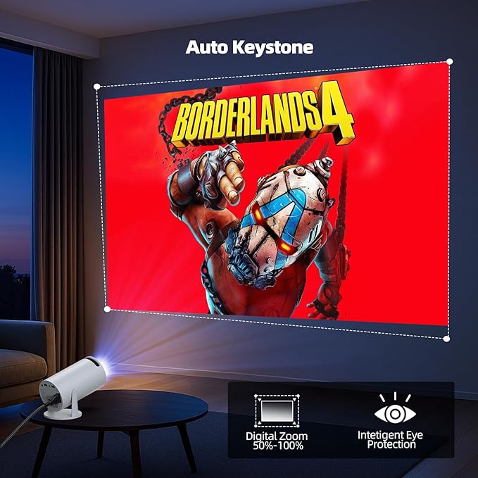 Projector with WiFi and Bluetooth, Mini Projector, 4K 1080P Support Portable Wireless Movie Projectors 220° Rotatable 130'' Screen Auto Keystone Compatible with HDMI/iPhone/TV Stick for Bedroom Indoor