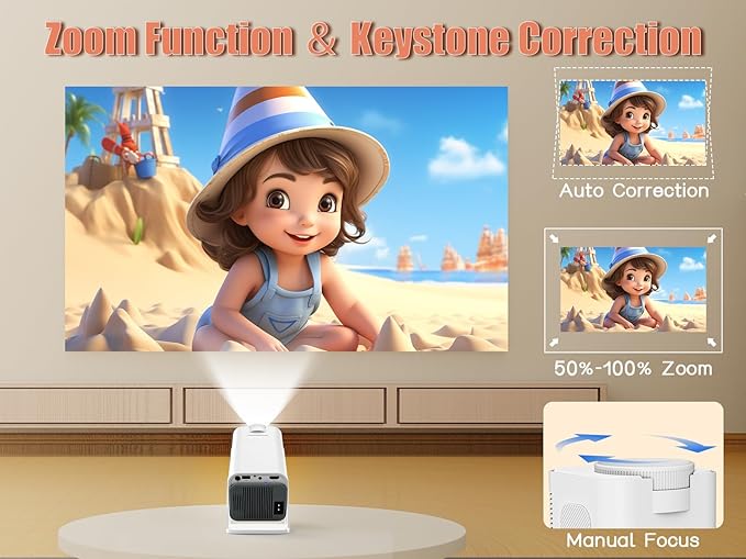 [Netflix Licensed] Smart Mini Projector 320ANSI Native 1080P 4K Support with Official Apps, Portable Projector with WiFi and BT for Home Theater/Outdoor/Bedroom HY320 NTV