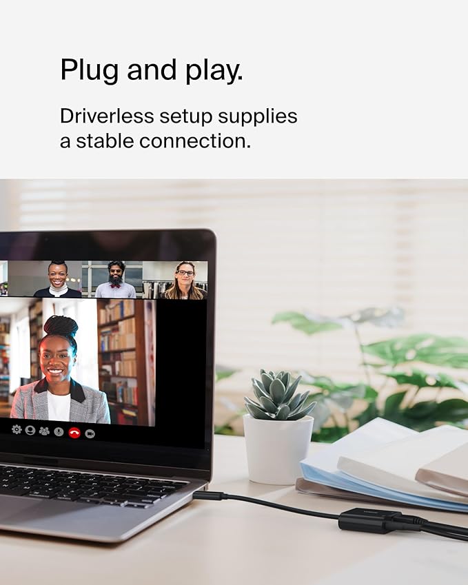 Belkin Connect USB-C to Ethernet + Charge Adapter 100W w/Gigabit Ethernet Port and USB-C Port - 10/100/1000 Mbps for Fast Internet Connection - Compatible with iPhone 17, Samsung Galaxy S25, & More