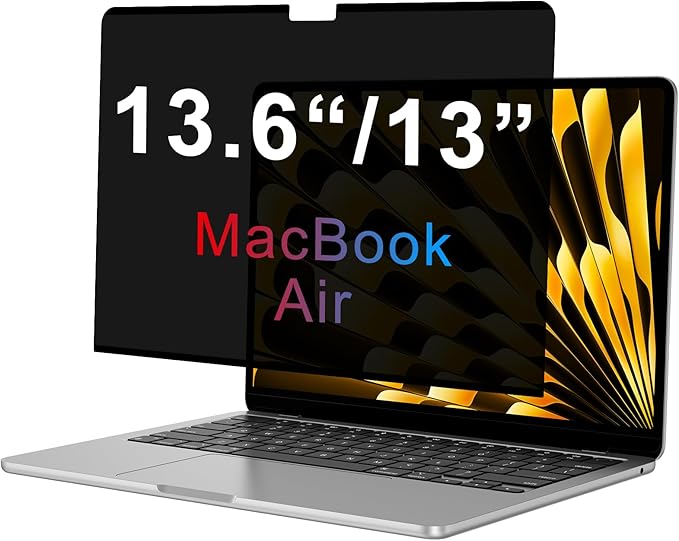 OMOTON Magnetic Privacy Screen for MacBook Air 13.6/13 Inch (2022-2025, M2, M3, M4), Anti-Spy Filter, Matte Anti Glare Blue Light Protector, Easy Install & Remove