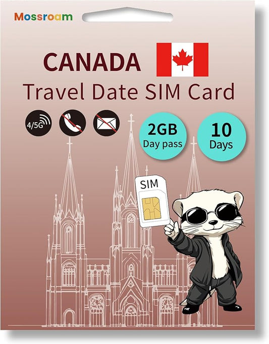 SIM Card for Canada Travel - 2GB Prepaid Data for 10 Days - 5G/4G LTE Speeds - Plug & Play - No Roaming, No Contracts