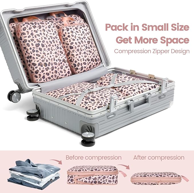 Cambond Compression Packing Cubes for Travel Women - Travel Bags Luggage Organizers Travel Essentials Compression Cubes for Travel Carry on Suitcases Organizer