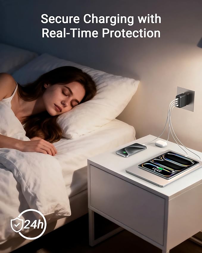 100W USB C Charger Block, 4-Port GaN and Ultra-Compact Wall Adapter, for MacBook, iPhone 17/16 Series, Samsung Galaxy, Pixel, and More