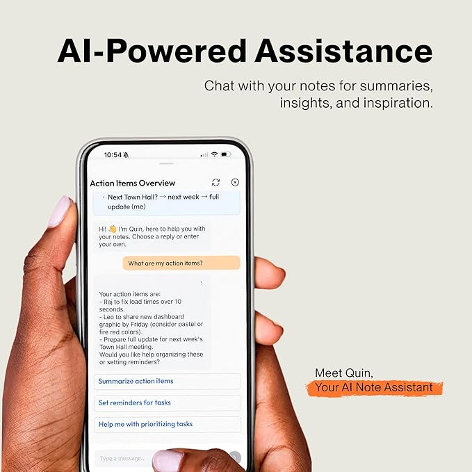 inq Smart Writing Set – Converts Handwriting to Text – Real Ink on Real Paper - AI Note Taking, Voice Recording and Transcription, For iPhone and Android - Smart Pen & Notebook (A5, Journal Size)