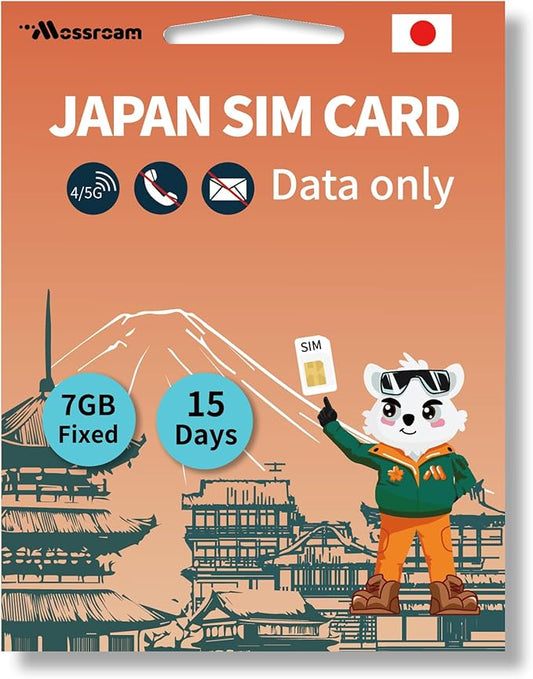 Japan SIM Card – Prepaid Data Plans |7GB Total,15 Days | High-Speed 4/5G LTE | No Daily Restrictions | Perfect for Tourists & Business Travelers