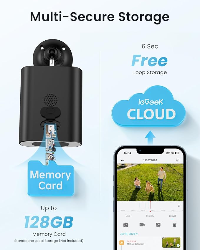 ieGeek S1 Solar Security Cameras Wireless Outdoor, 2K WiFi Battery Powered Home Surveillance Camera with Embedded Solar Panel, AI Motion Sensor, Smart Alarm, Color Night Vision, Cloud/SD,Works w/Alexa