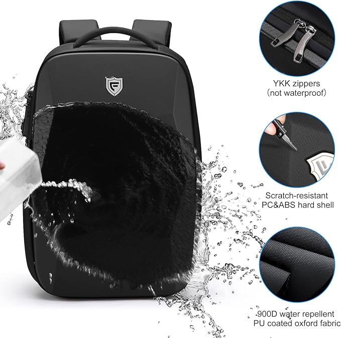 FENRUIEN Hardshell Backpack Expandable,Anti Theft Laptop Backpack for Men with USB Port,Water Resistant Computer Bag 17.3 Inch for Travel/Business
