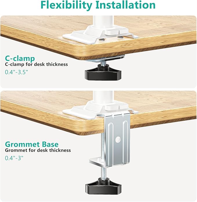 WALI Laptop Tray Desk Mount, Laptop Arm Mount Fits 10-15.6 Inch Notebook, 2-in-1 Gas Spring Monitor Arm for 17-32 Inch Computer Screen, Holds up to 22lbs(GSDM00LPW), White