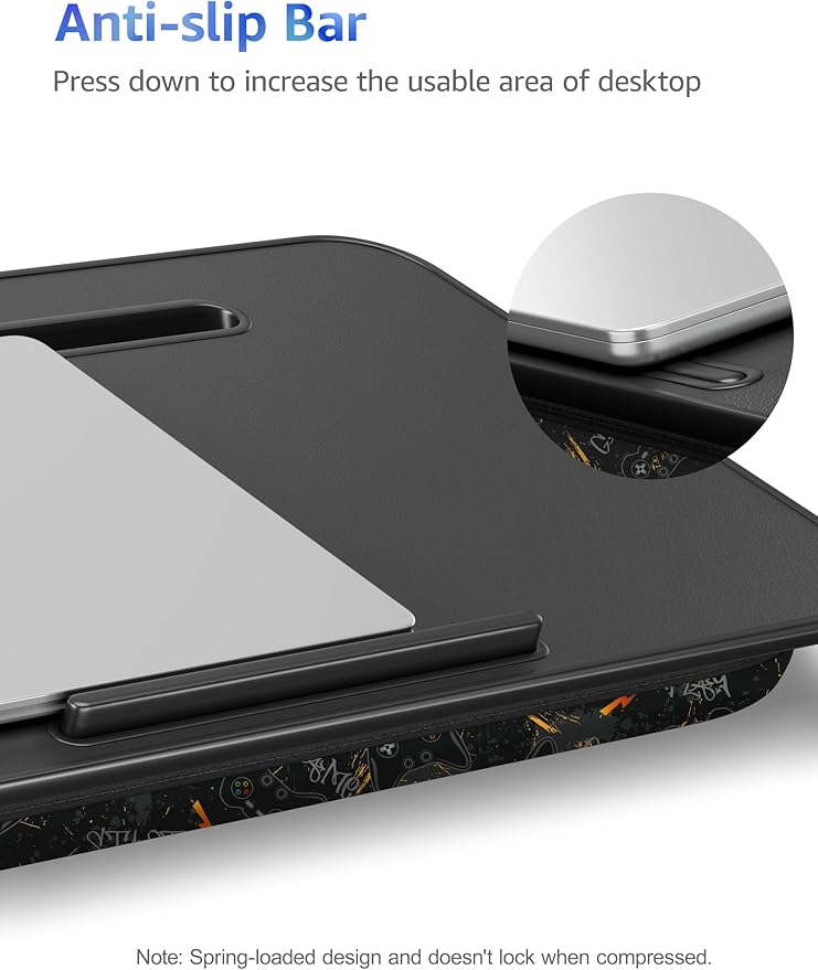 Lap Desk - Portable Laptop Stand & Desk, Fits Up to 17.3 in, Washable Cushion, Built-in Phone Holder & Mouse Pad - Gaming, Eating, Writing, Working on Bed, Couch,Floor - L.DOCTOR(Large, Joysticks)