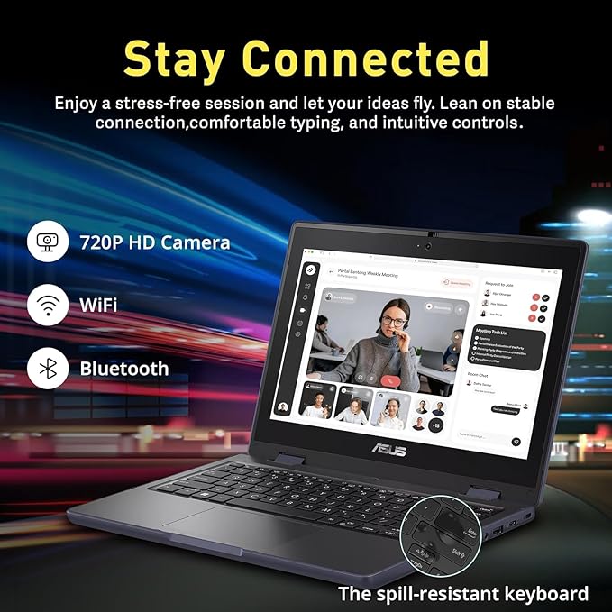 ASUS 11.6" HD 2 in 1 Touchscreen Laptop, Intel Celeron N100 Processor, 4GB RAM 256GB SSD, 256gb 9H Docking Station, Webcam, Wi-Fi 6, Bluetooth 5.1, HDMI, Windows 11 Pro, Mineral Gray