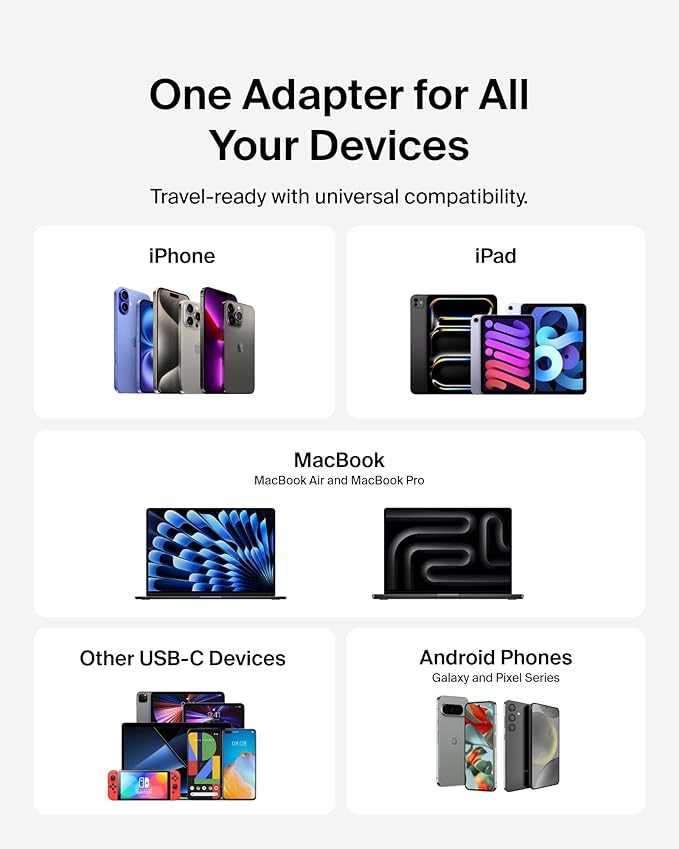 Belkin USB C Splitter - Dual Port Hub - 1 x USB-C 3.2 Gen2 Port & 1 x 100W PD Port - Simultaneous Data Transfer & iPhone Charger Fast Charging - Apple iPhone 17, iPad, Nintendo Switch 2 & More - White