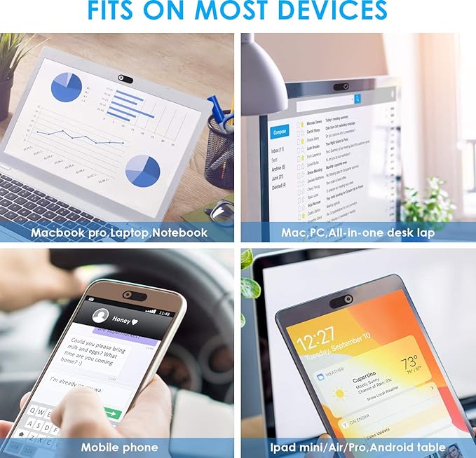 Computer Camera Cover Slide, 0.028 Inch Ultra-Thin Camera Blocker for Protect Your Privacy Security, Camera Cover Accessories Fits MacBook Pro & Air, iPhone iPad iMac (Black - 6 Pack)