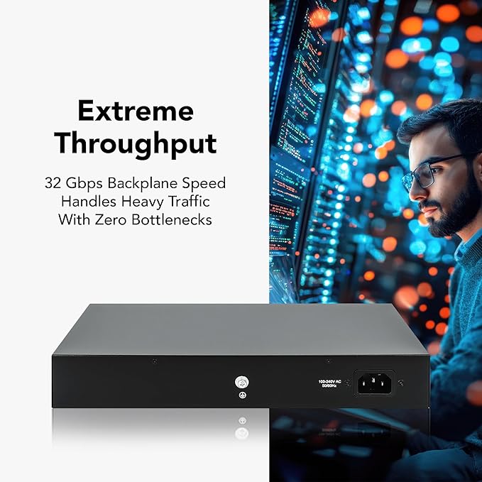 Intellinet 16 Port Gigabit Ethernet Switch – 10 / 100 / 1000 Mbps – Unmanaged,Metal Housing, Fanless Quiet, Long Distance, VLAN & Extend Mode – for Computer Desktop Networking-3 Yr Mfg Warranty–561815