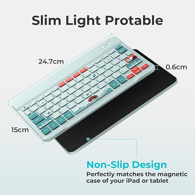 OHY Bluetooth Keyboard, XVX WK80 Portable Travel Keyboard Compatible with Windows, iOS, Android, iPhone, and Tablets-Blue