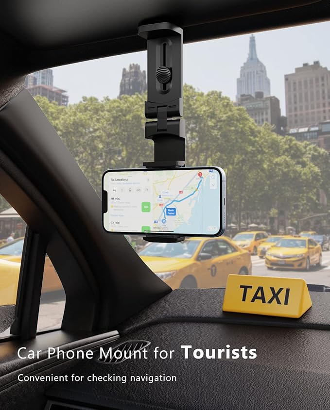 MiiKARE Travel Essentials Airplane Phone Holder, Universal Handsfree Phone Mount for Flying with 360 Degree Rotation, Travel Must Haves Phone Stand for Desk, Tray Table, Pro