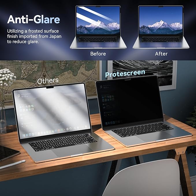 Privacy Screen Protector Compatible with MacBook Air M2 13.6 Inch (2022 Release), Easy On/Off Removable Anti Spy Blue Light Glare Shield Film Laptop Privacy Filter for Apple Mac Air 13" M2 (A2681)