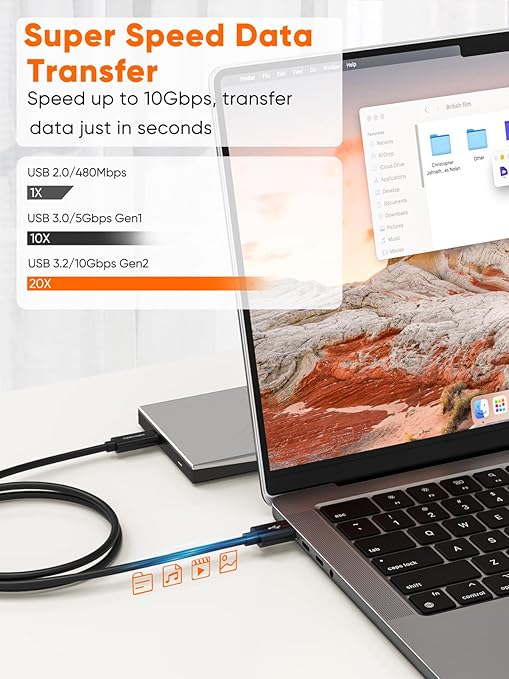 CableCreation USB C to USB A Cable 5FT, Type C to USB 3.1 USB 3.2 Gen2 10Gbps USB A to C Data Cable, Android Auto Cord 3A for USB-C External SSD MacBook Pro iPad, Galaxy S24/S23+, iPhone 16/15, 1.5m