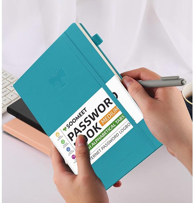 Password Book with Alphabetical Tabs, Hardcover Password Keeper, A5 Size 8.3"x6" Password Notebook for Saving Internet Login, Username, Password Organizer for Computer & Website
