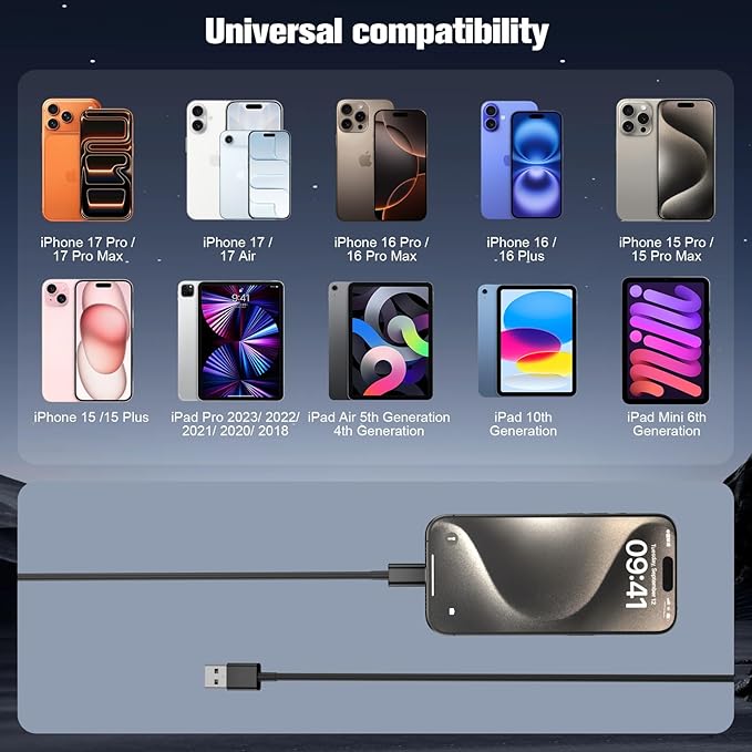 Car Carplay Cable for iPhone 17/16/15,iPhone 16/15 Plus17/16/15 Pro 17/16/15Pro Max charger ,USB A to USB C for Carplay USB C Cord, iPad USB C Cable 10th, iPad Air Car Charger Cable Cord 3FT (Black)