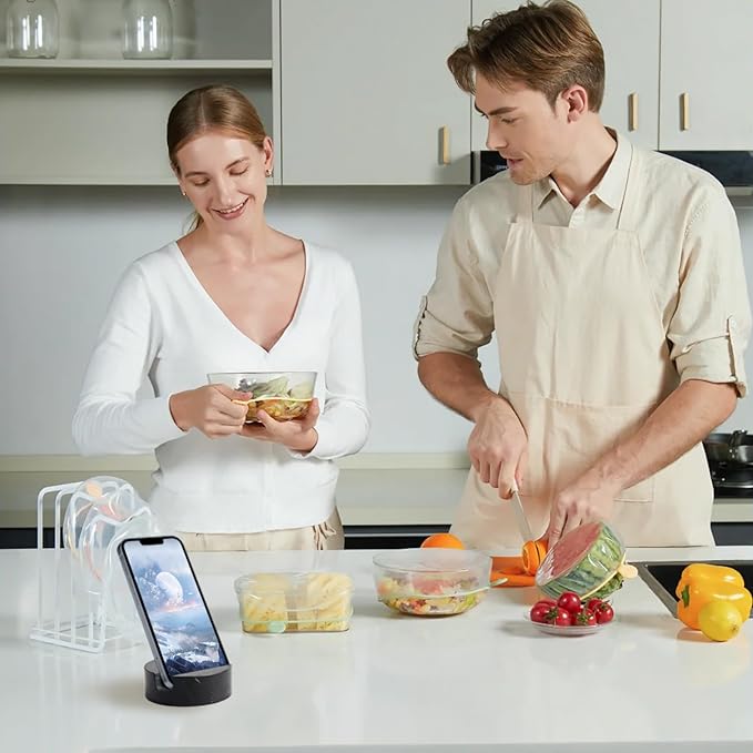 Marble Phone Stand for Desk, Cell Phone Holder for Kitchen Countertops, Office iPhone Stand-Cute Nightstand Accessories-Black Marquina(Matte-Finished)