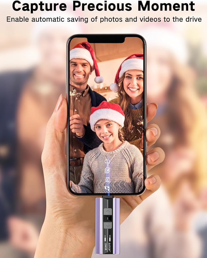 256GB Flash Drive Intended for Phone Tablet Androidphone and Computers, 4 in 1 Photo Stick for Phone Memory Storage Easily Backup Photos Videos, Plug and Play, No App Required (Light Purple)