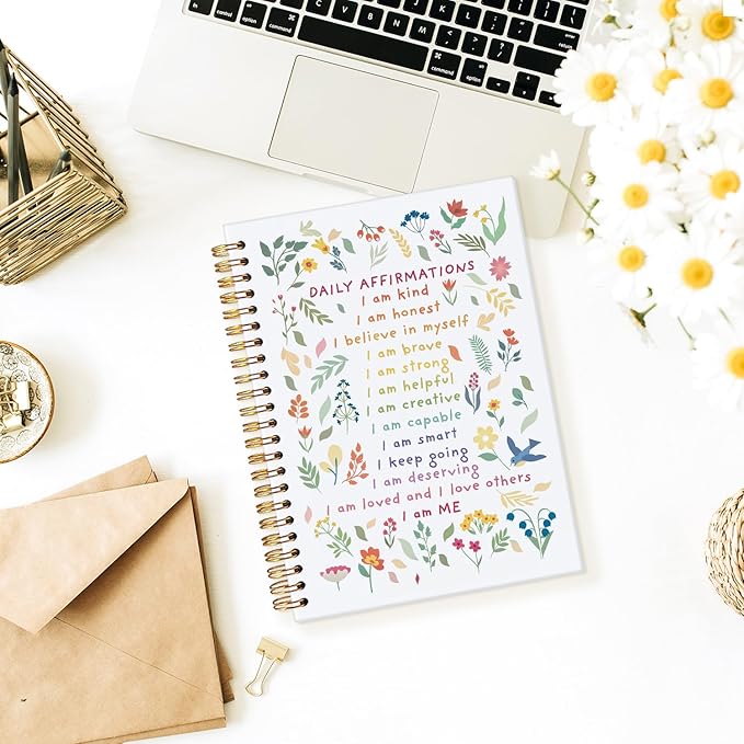 Wheatwin Positive Affirmations Gifts, Daily Affirmations for Women, Inspirational Gifts for Women Girls Teen, Motivational Floral Wildflower Notebook Journal, 5.5x8.3